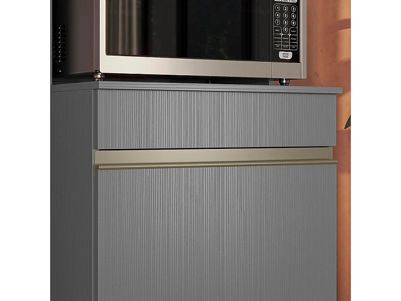 Colonne de Cuisine Micro-Onde Grise 2 Portes 5 Niches L 60 H 193 P 53.5 cm