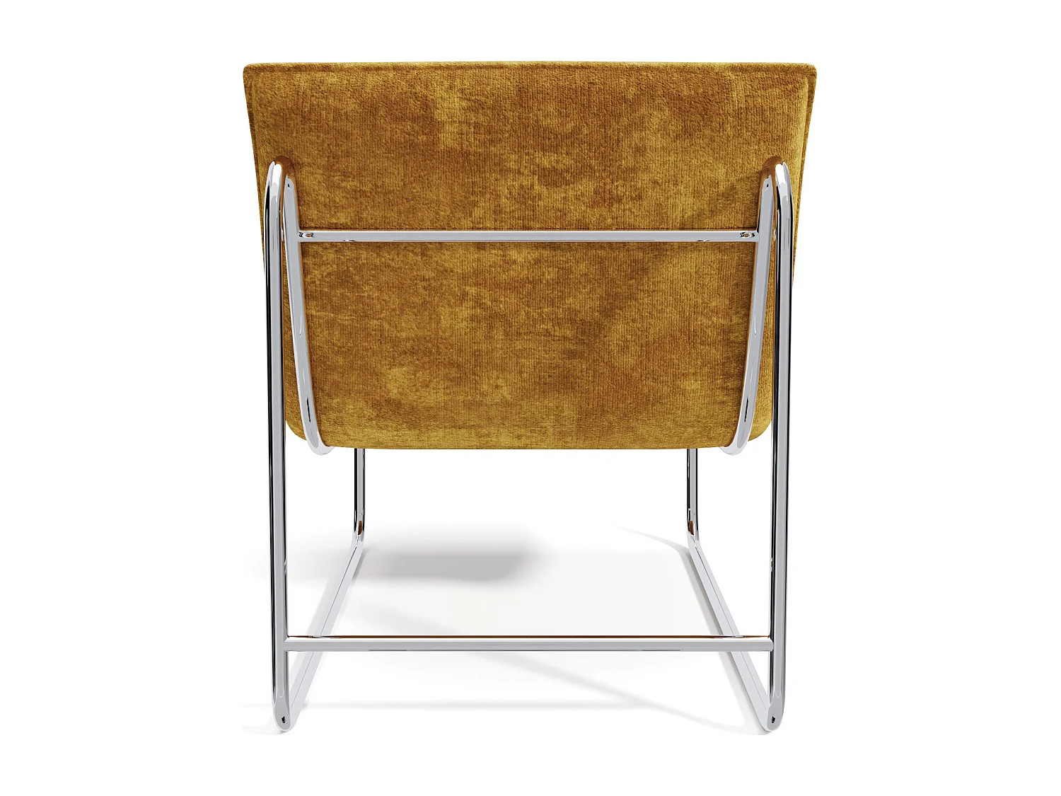 Fauteuil de salon velours texturé moutarde VINTY