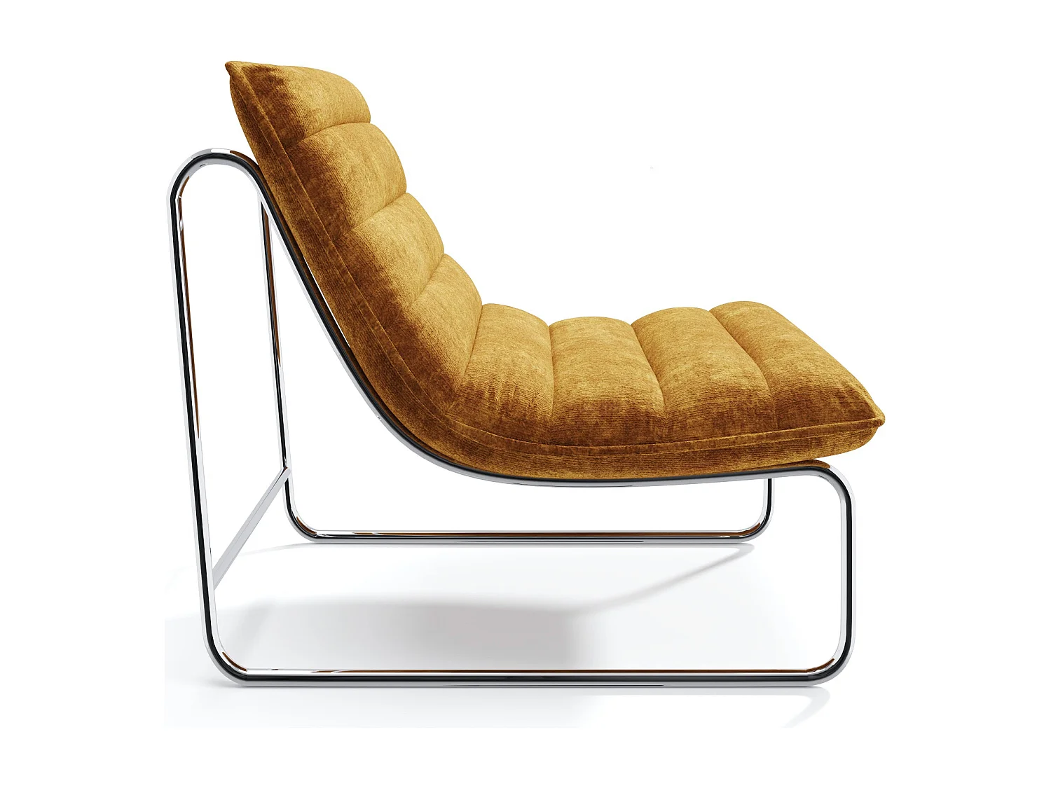 Fauteuil de salon velours texturé moutarde VINTY