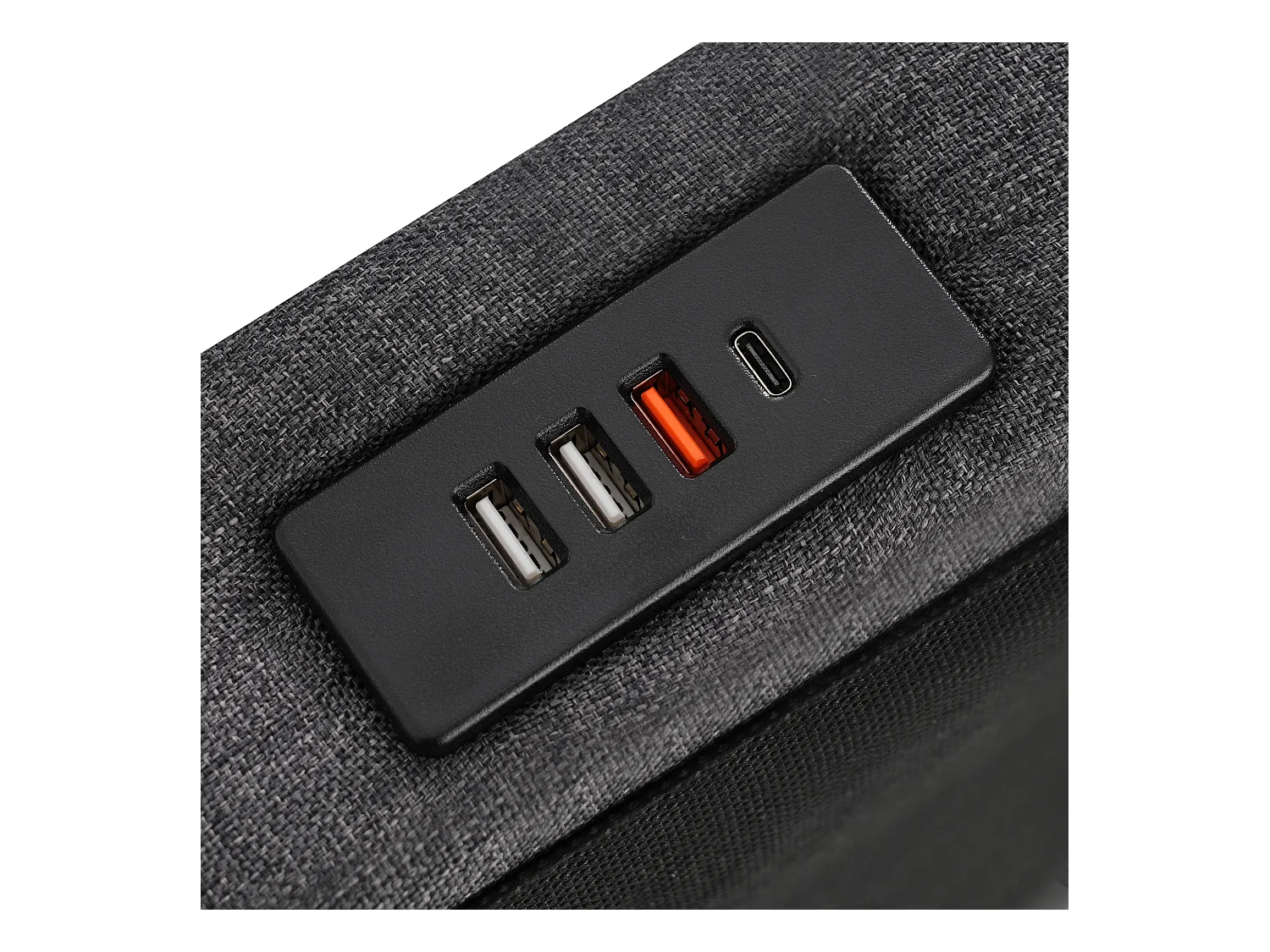 Lit coffre capitonné 160x200cm - avec LED - avec ports USB et Type-C - tissu en Lin - tête de lit avec espace de rangement - Gris