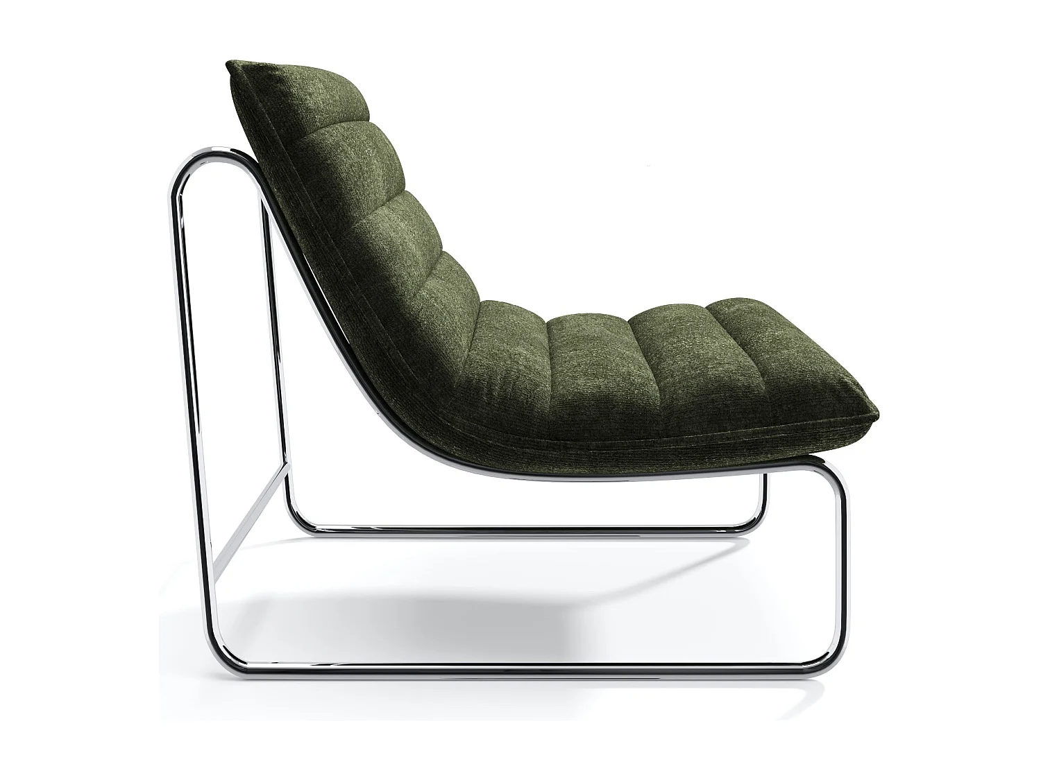 Fauteuil de salon velours texturé kaki VINTY