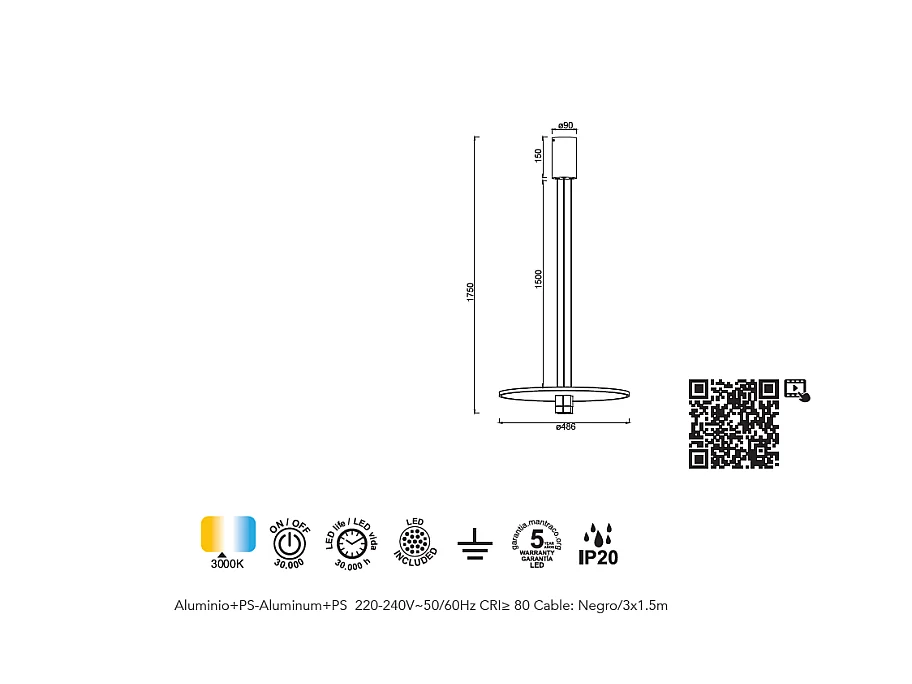 Suspension LED Nomada, Mantra