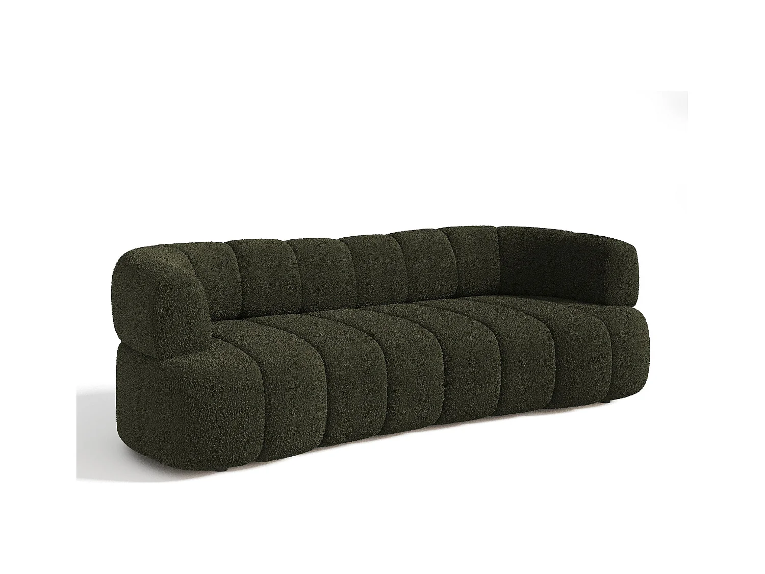 Canapé 4 places tissu bouclette kaki CALVI