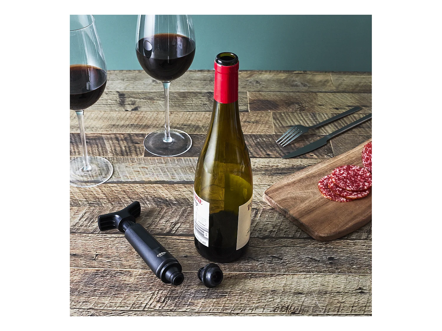 Pompe à Vin Vide d'Air "2 Bouchons" 16cm Noir