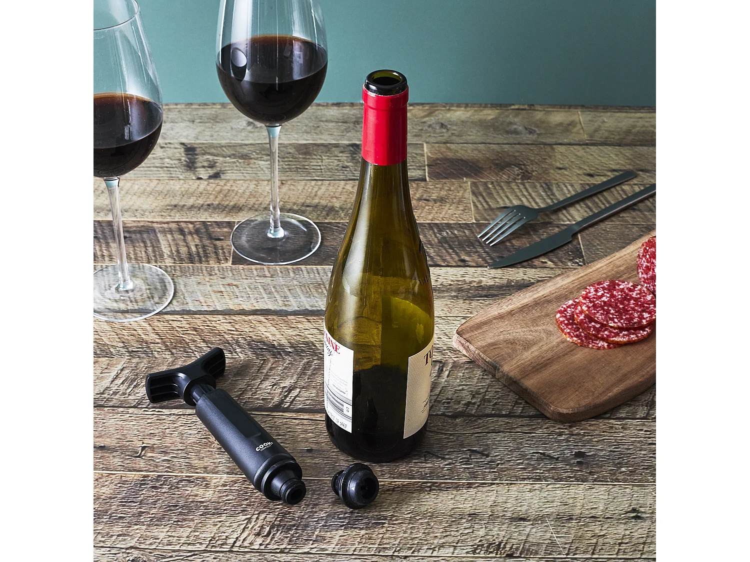 Pompe à Vin Vide d'Air "2 Bouchons" 16cm Noir