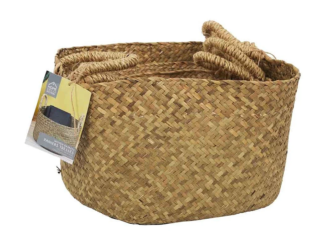 Panier Tresse Avec Anses X3 Marron