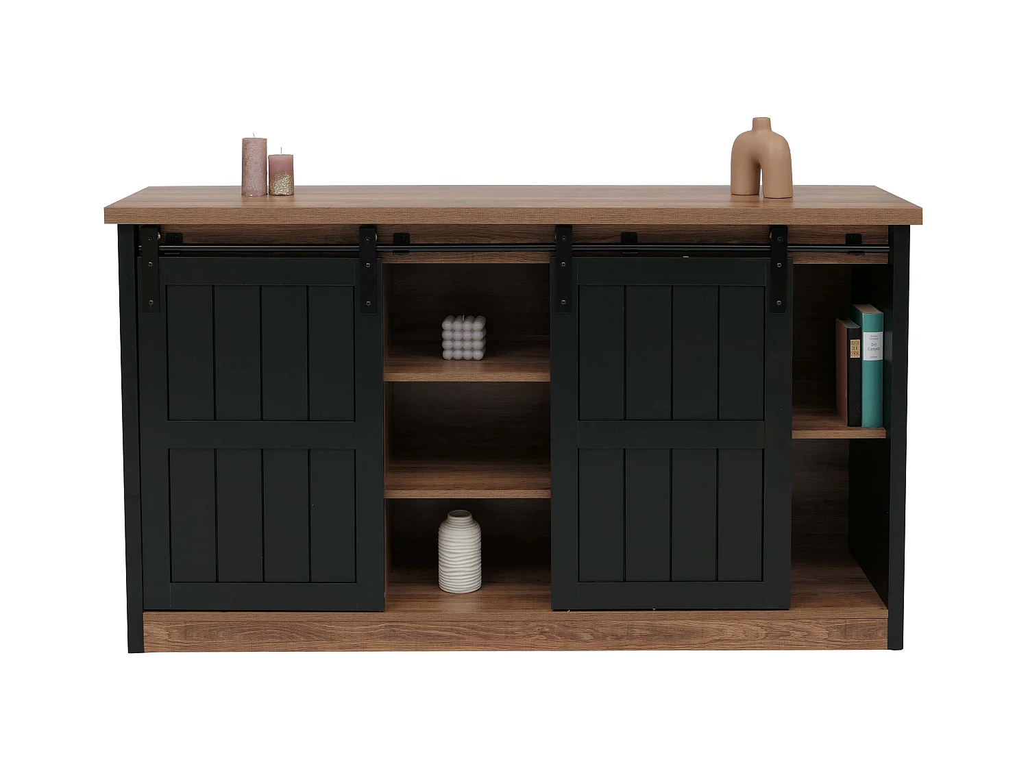 Wysoka szafka MCW-K75,  brązowo-czarny