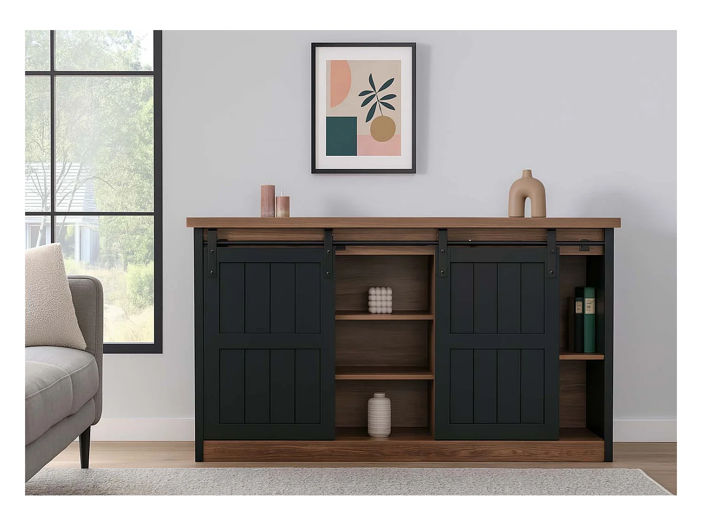 Wysoka szafka MCW-K75,  brązowo-czarny