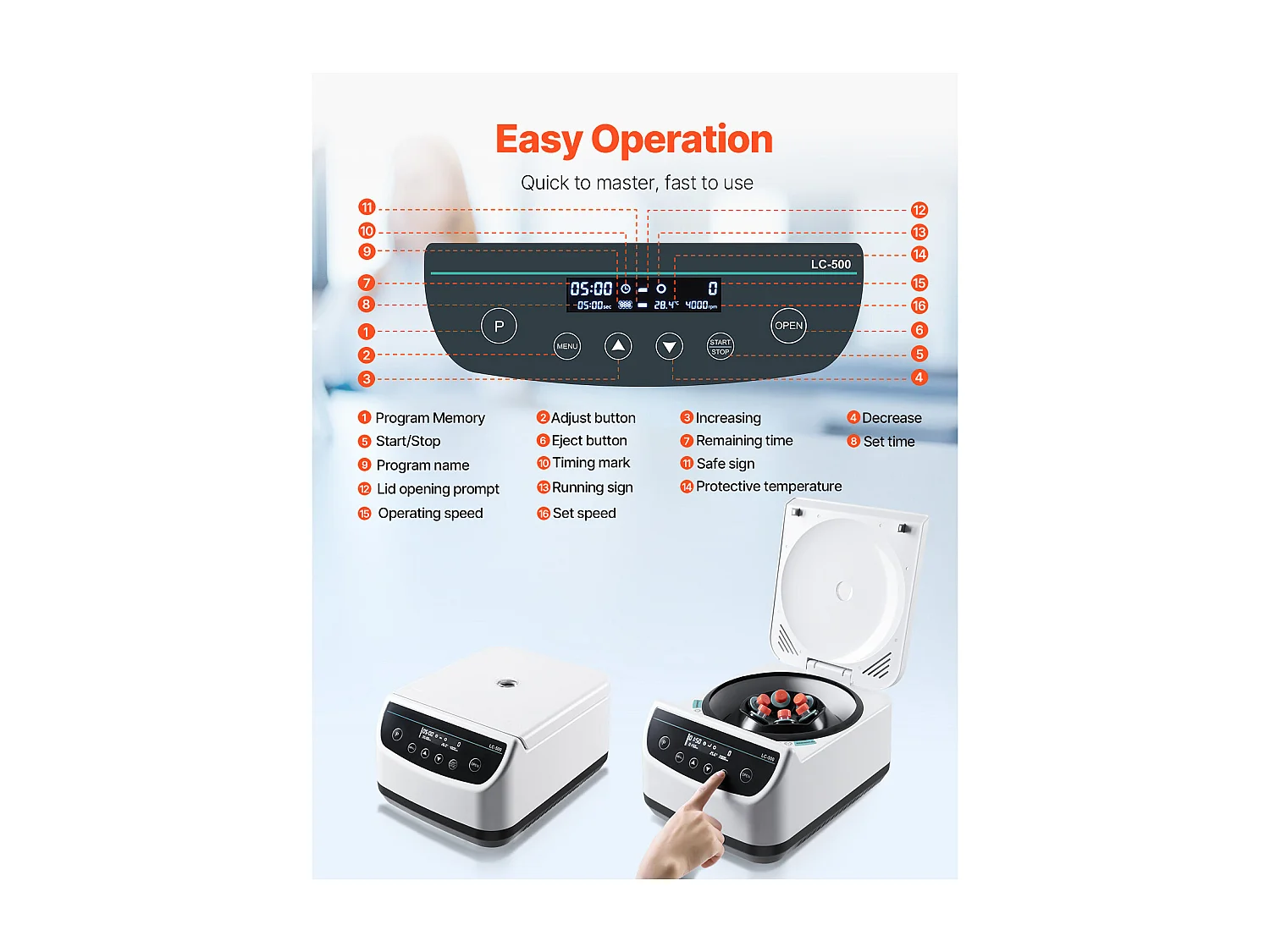 Elektryczna Wirówka SucceBuy, 100-2100 x g RCF, Wirówka Laboratoryjna z 1 Wirnikiem do Probówek 2/5/10/15/50 ml, do Różnych Eksperymentów