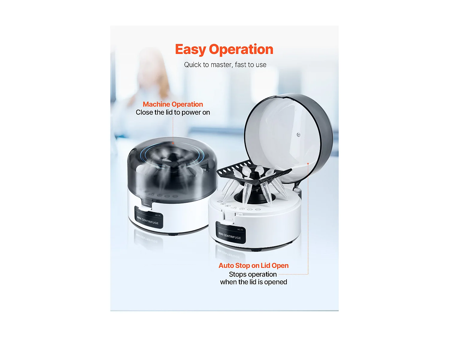 Mini centrifugeuse Électrique SucceBuy, 3013 x g RCF, Machine Centrifuge Laboratoire avec Rotor 2 en 1 pour Tubes de 0,2/1,5/2 ml, pour Diverses Expériences