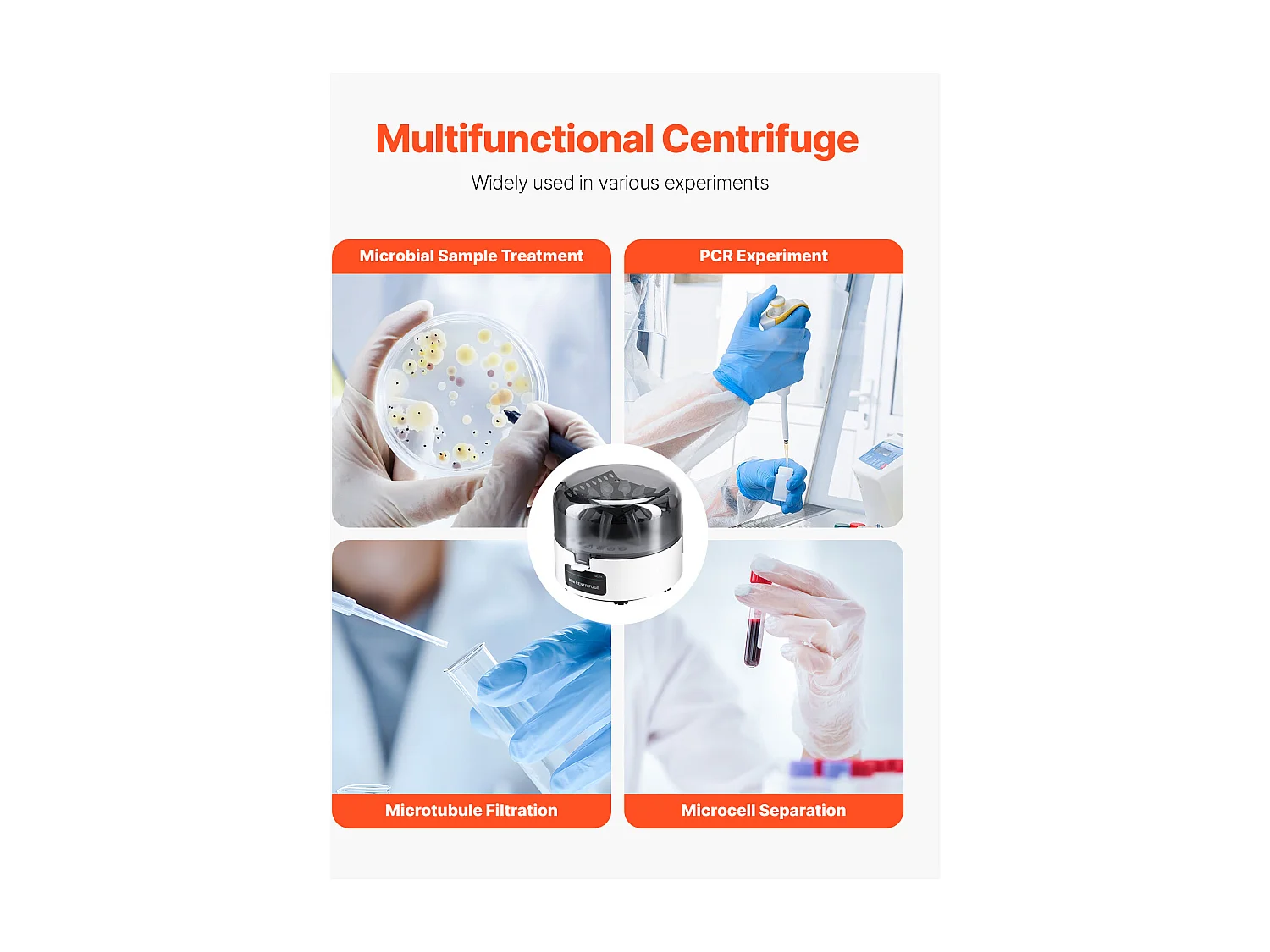 Mini centrifugeuse Électrique SucceBuy, 3013 x g RCF, Machine Centrifuge Laboratoire avec Rotor 2 en 1 pour Tubes de 0,2/1,5/2 ml, pour Diverses Expériences