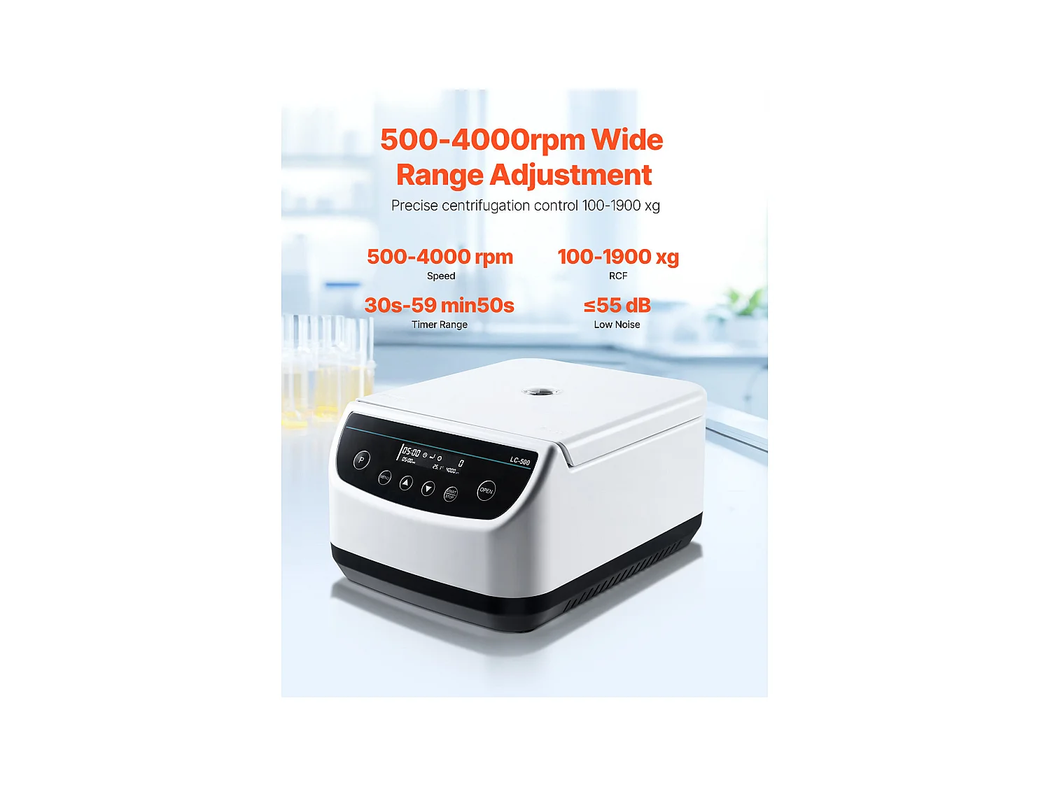 Elektryczna Wirówka SucceBuy, 100-1900 x g RC, Wirówka Laboratoryjna z Pojedynczym Rotorem do Probówek 2/5/10/15 ml, do Różnych Eksperymentów