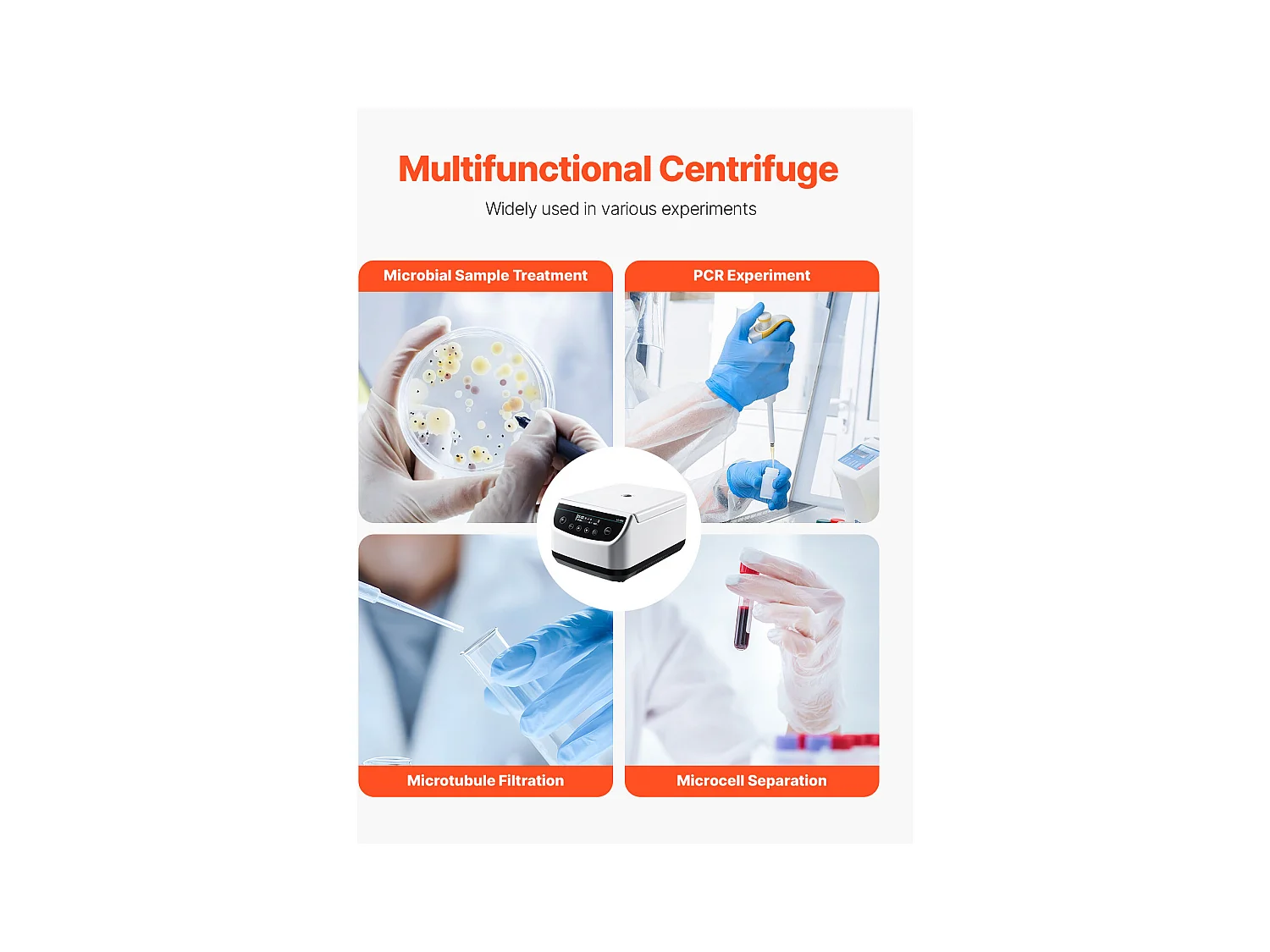 Elektryczna Wirówka SucceBuy, 100-1900 x g RC, Wirówka Laboratoryjna z Pojedynczym Rotorem do Probówek 2/5/10/15 ml, do Różnych Eksperymentów