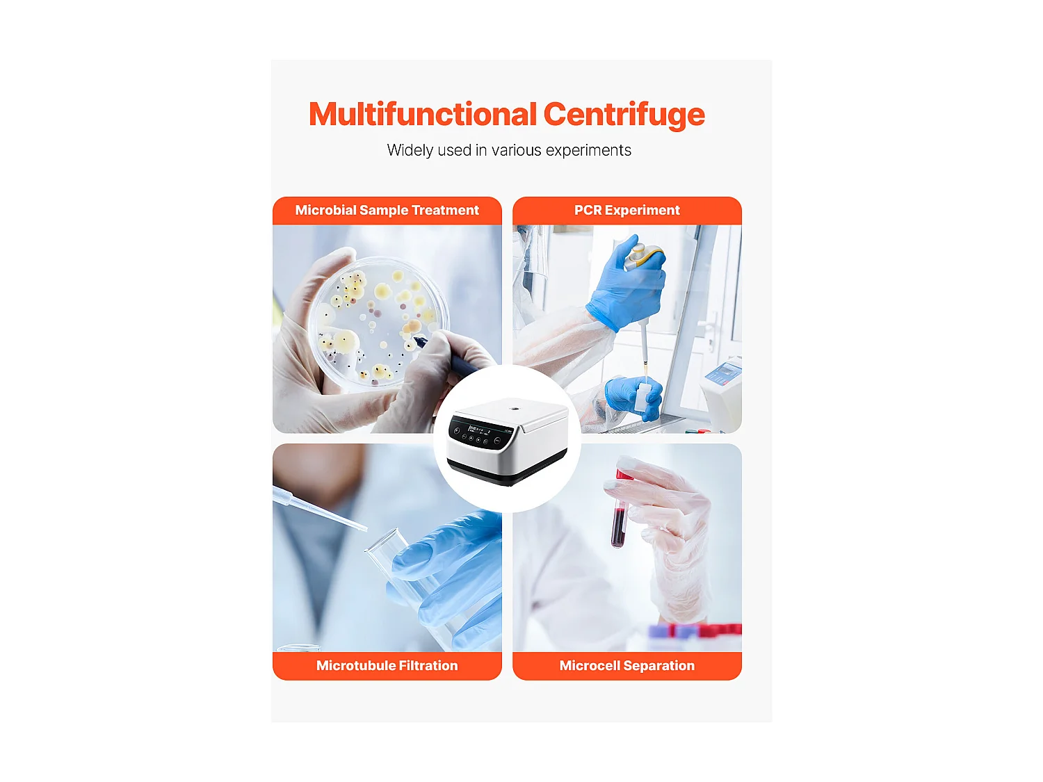 Centrifugeuse Électrique SucceBuy, 100-1900 x g RC, Machine Centrifuge Laboratoire avec Rotor Unique pour Tubes de 2/5/10/15 ml, pour Diverses Expériences