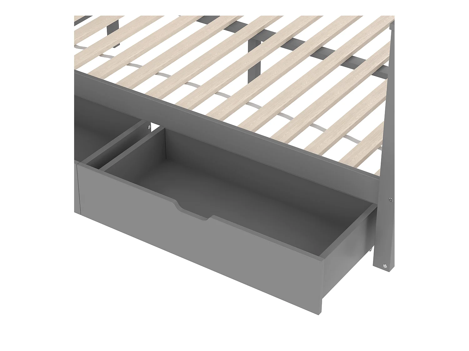 Beliche em madeira maciça - 90x200cm + 140x200cm - com escada de arrumação e escorrega - Cinza