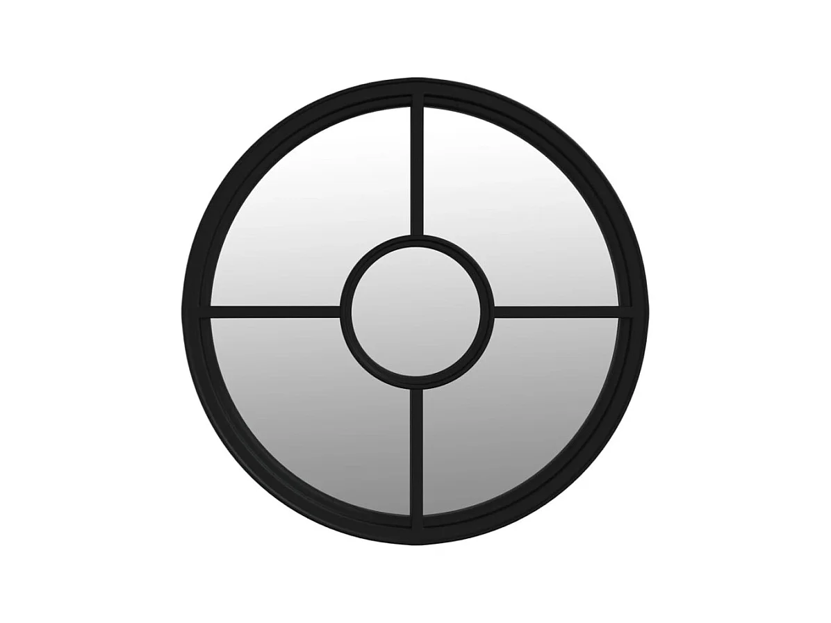 Espelho de Jardim Redondo em Ferro Preto 40x4 cm para Uso Externo