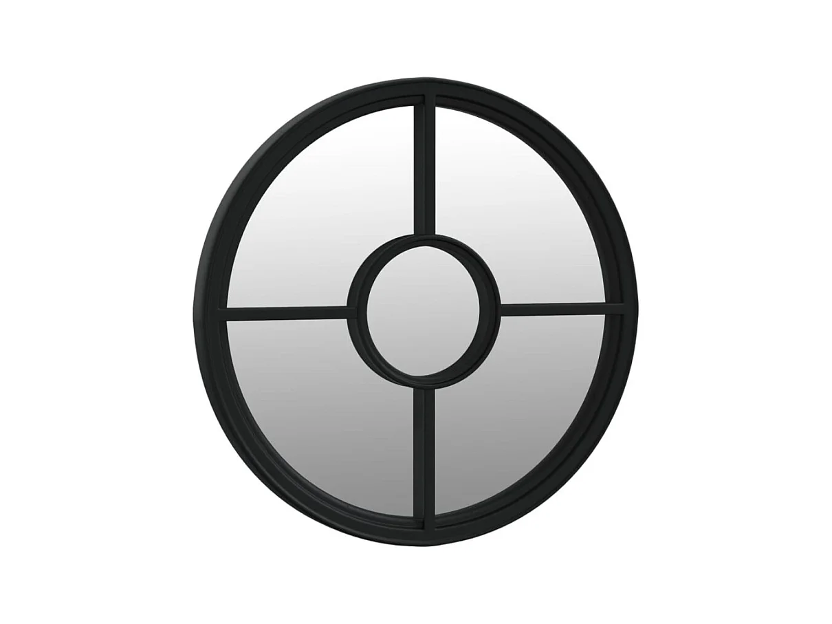 Espelho de Jardim Redondo em Ferro Preto 40x4 cm para Uso Externo