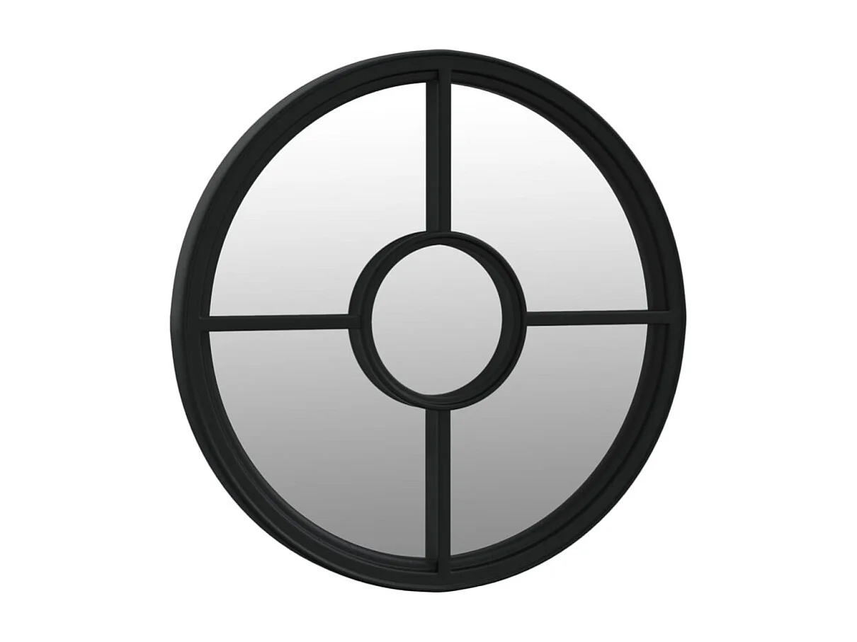 Miroir de jardin Noir 40x4 cm Fer Rond utilisation extérieure