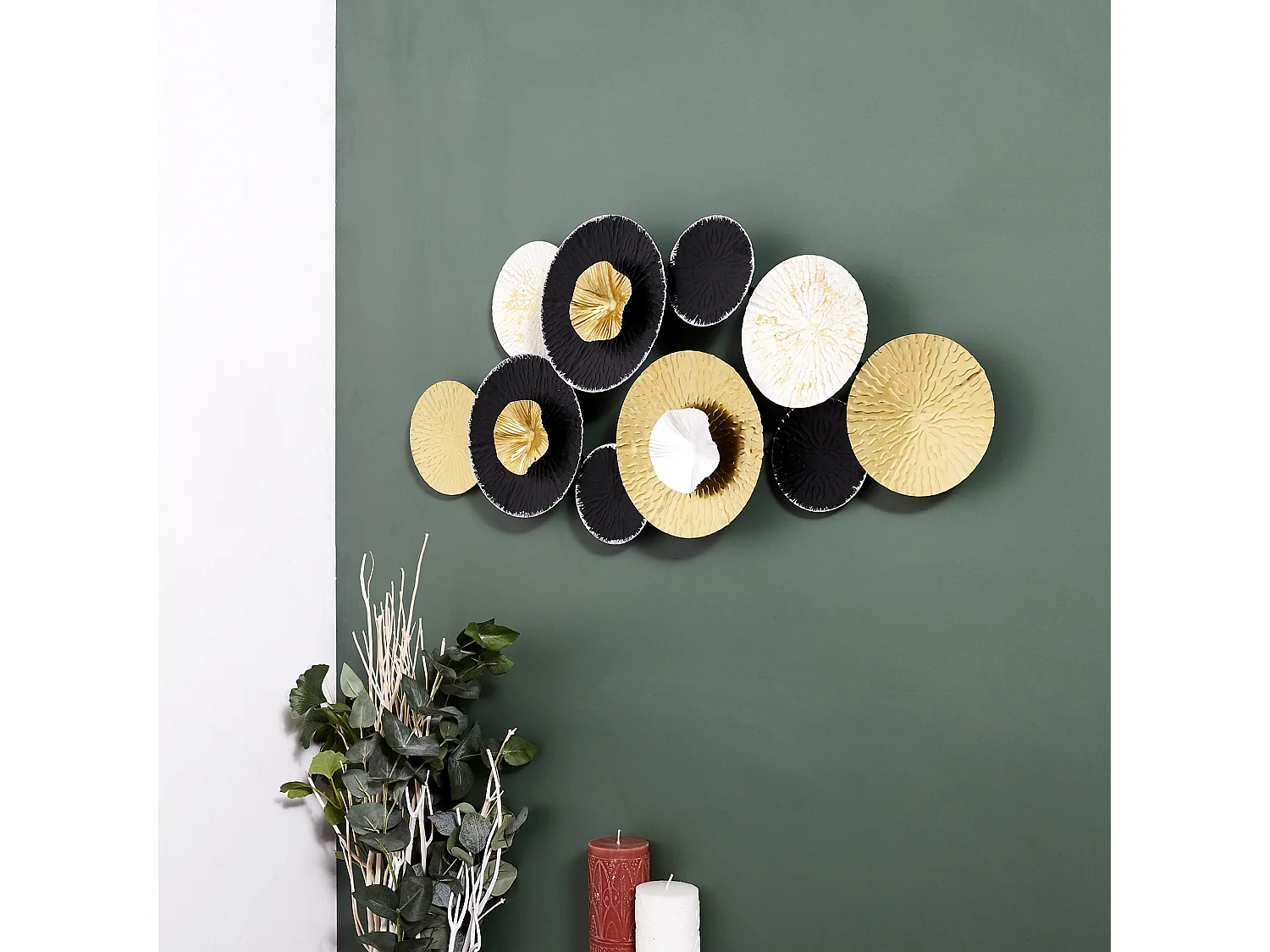 Deco Murale Dore Blanc Et Noir Noir, Or, Blanc