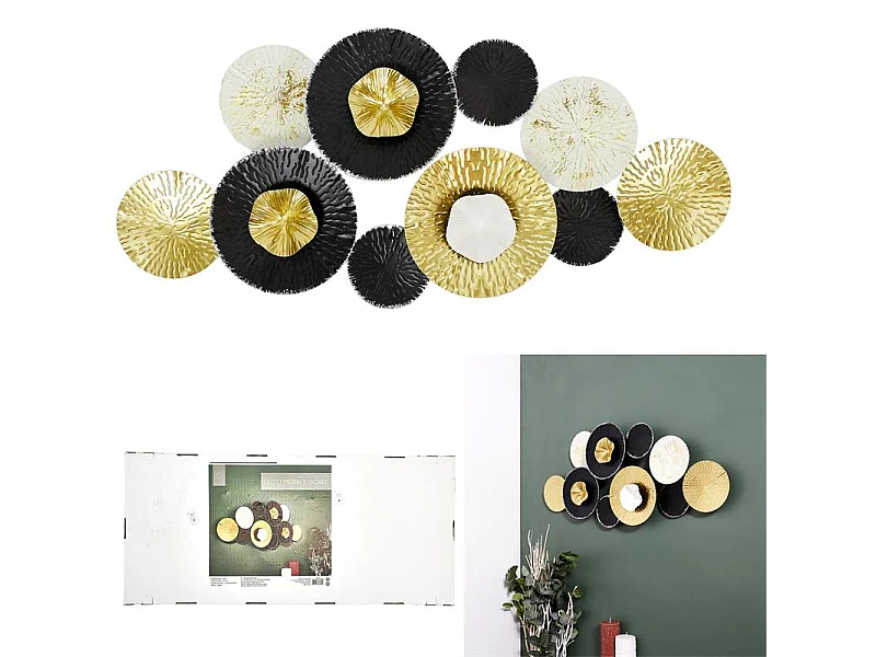 Deco Murale Dore Blanc Et Noir Noir, Or, Blanc