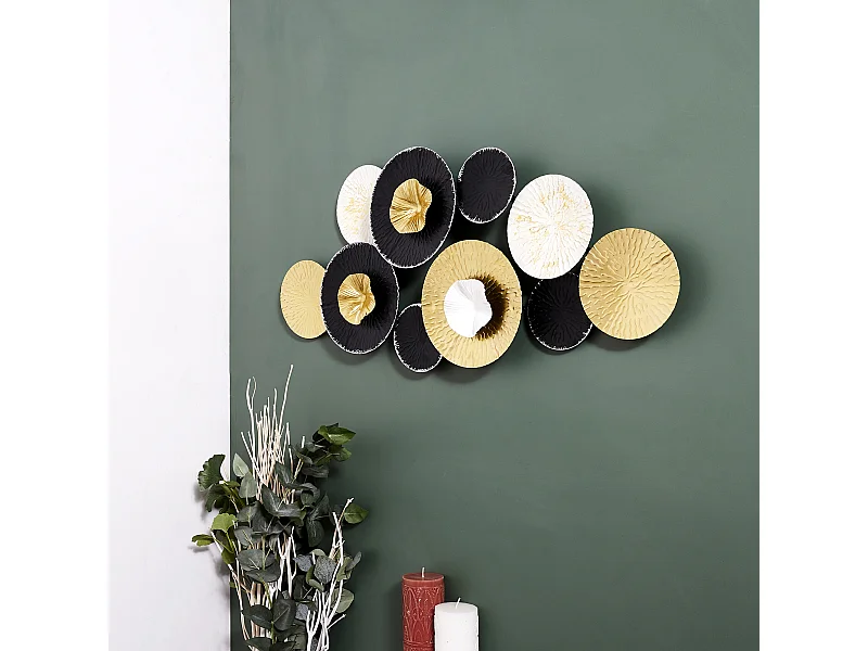 Deco Murale Dore Blanc Et Noir Noir, Or, Blanc