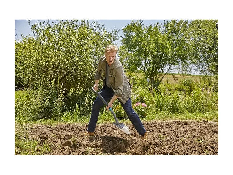 Beche à bord droit ErgoLine avec manche souple et poignée ergonomique en D - Lame en acier trempé - Garantie 25 ans