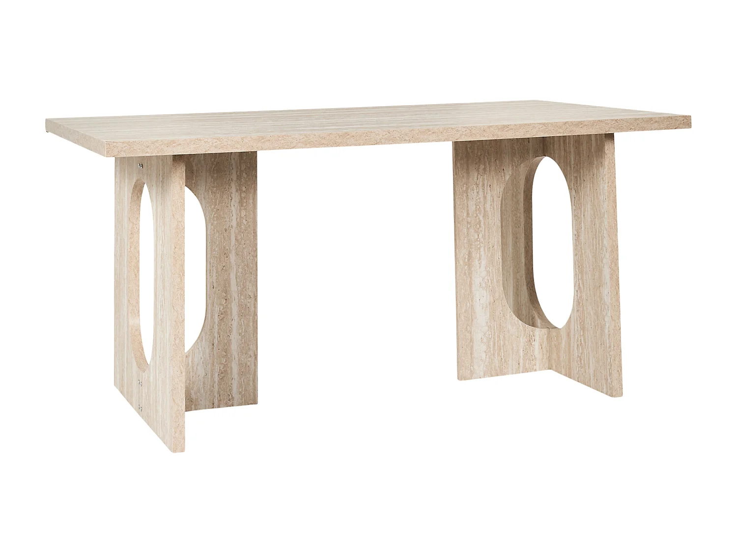 Table A Manger Pietra 160x90cm Blanc, Beige