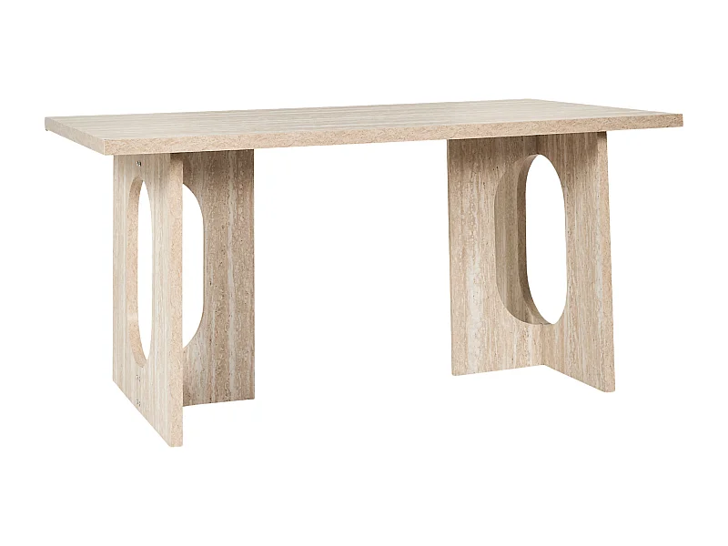 Table A Manger Pietra 160x90cm Blanc, Beige