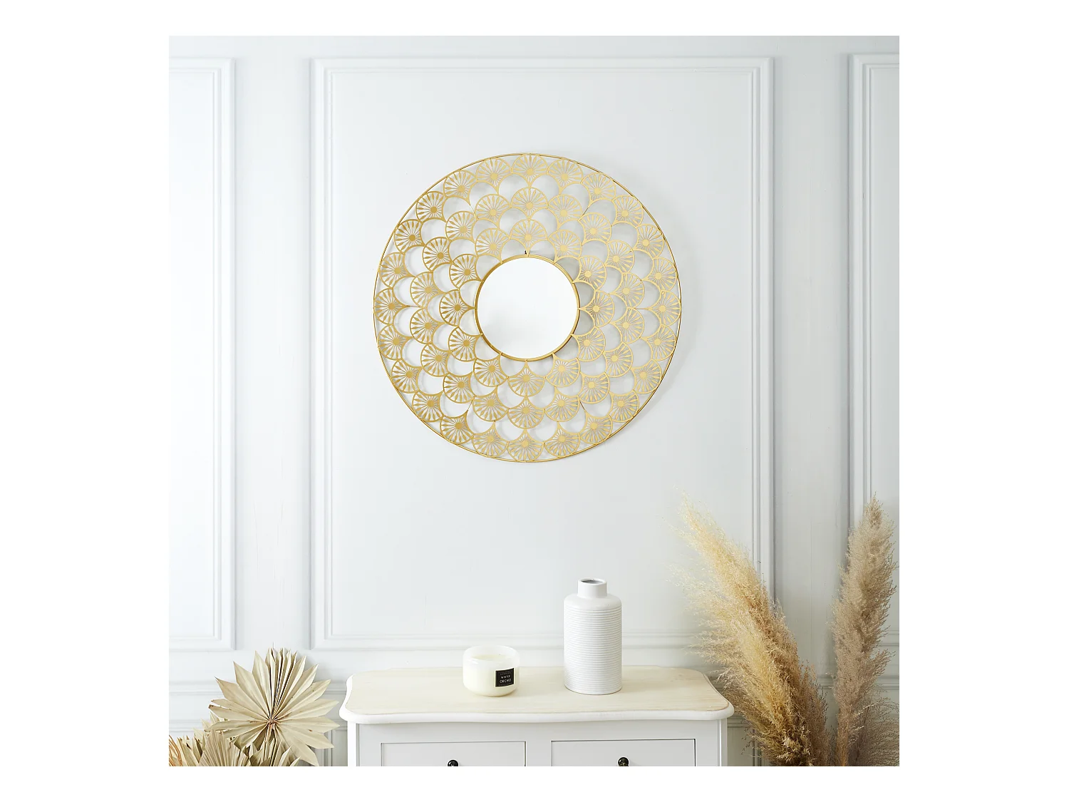 Miroir Ajoure Metal D70cm Or