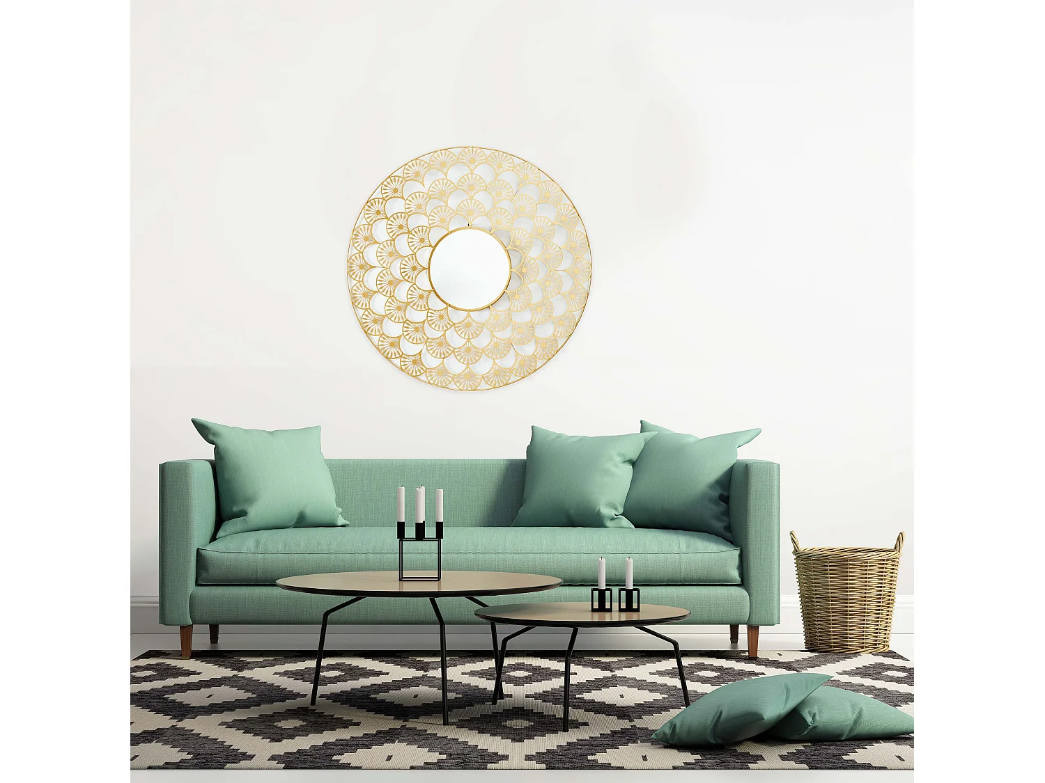 Miroir Ajoure Metal D70cm Or