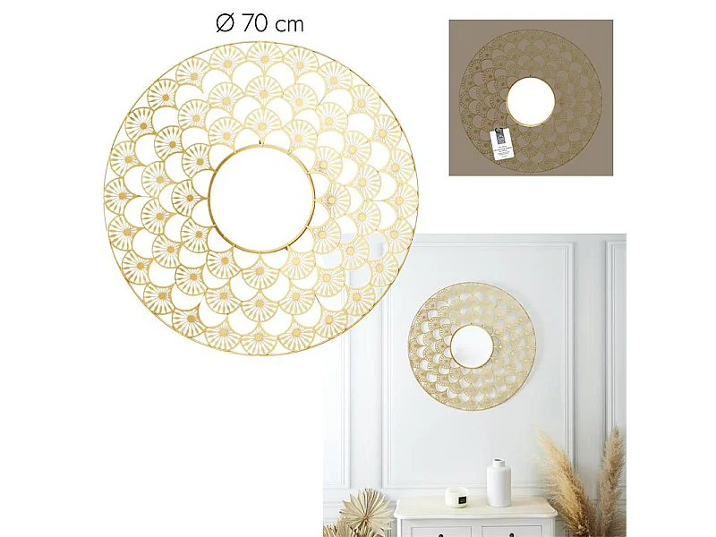 Miroir Ajoure Metal D70cm Or