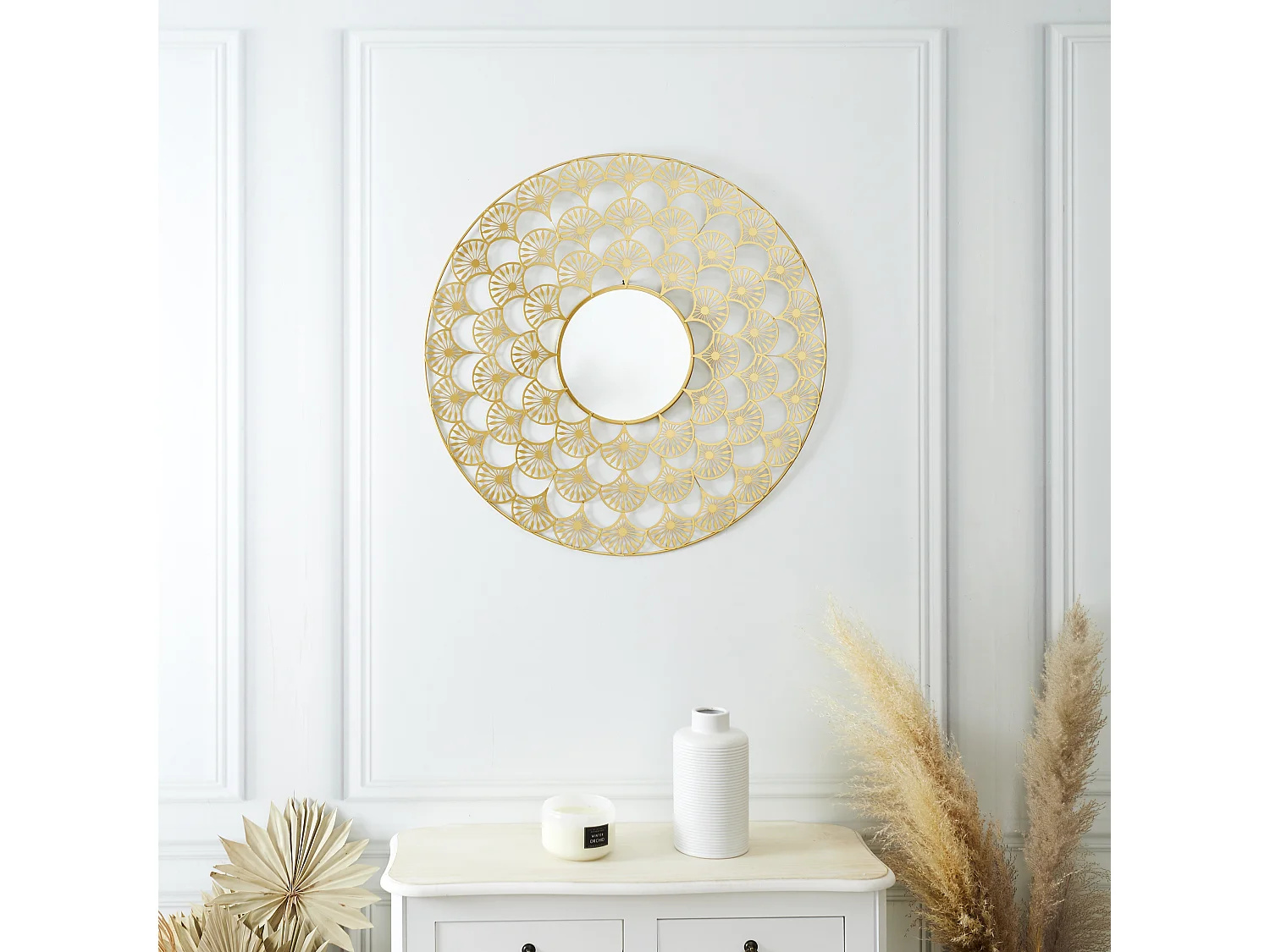 Miroir Ajoure Metal D70cm Or