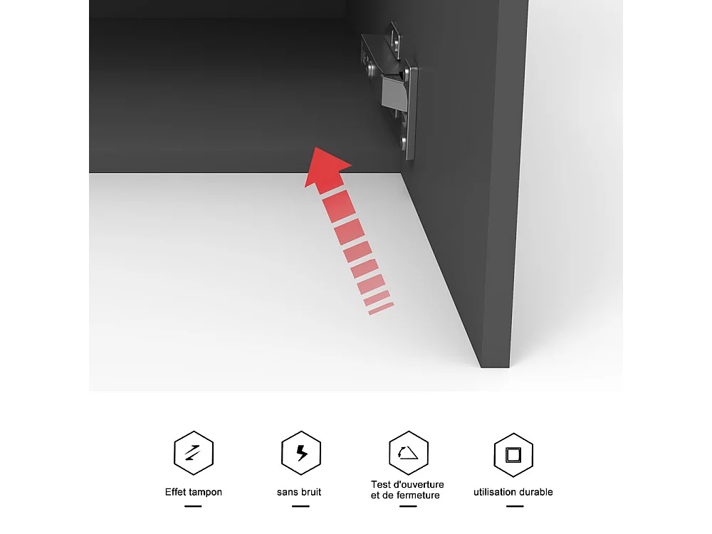 AICA Ensemble meuble Salle de Bain + double vasque L.120cm Anthracite 2 portes + Miroir LED 100 x 60 cm