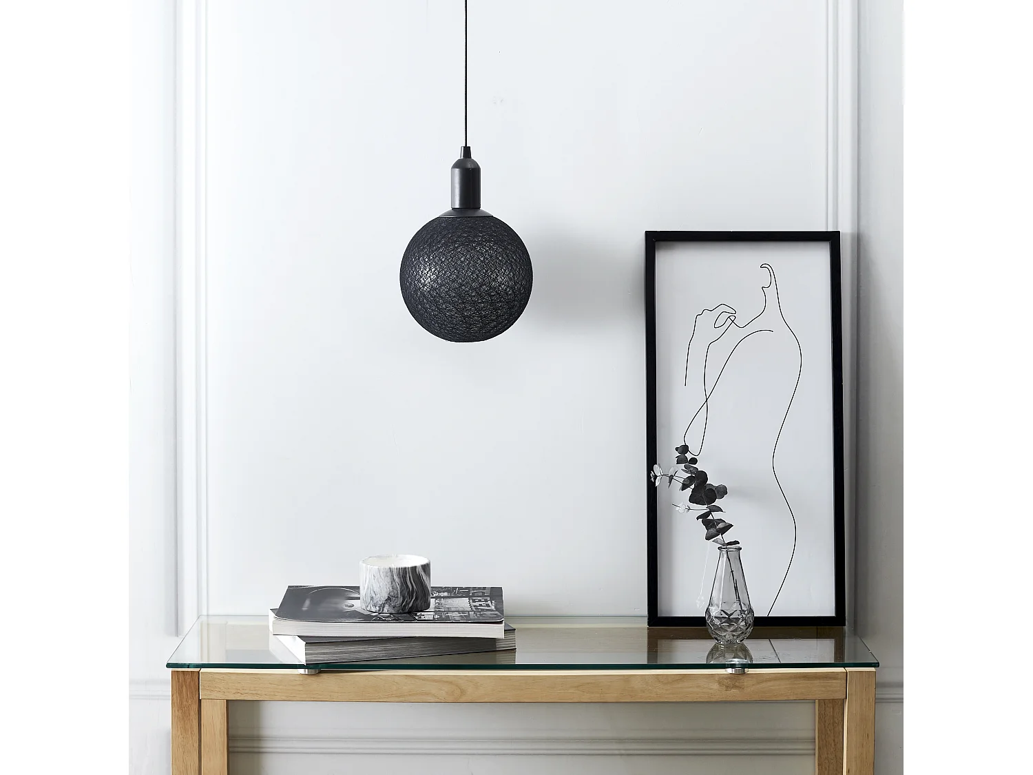 Boule Deco Lumineuse A Suspendre Noir D20cm Noir