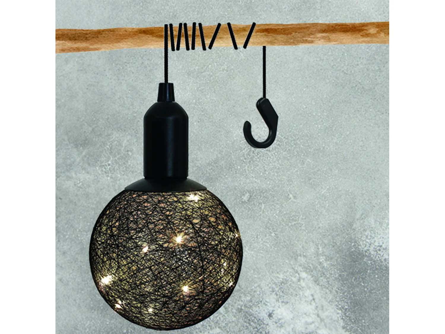 Boule Deco Lumineuse A Suspendre Noir D20cm Noir