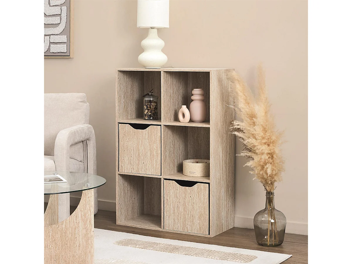 Rangement Modulable 6 Cases Pietra Blanc, Beige