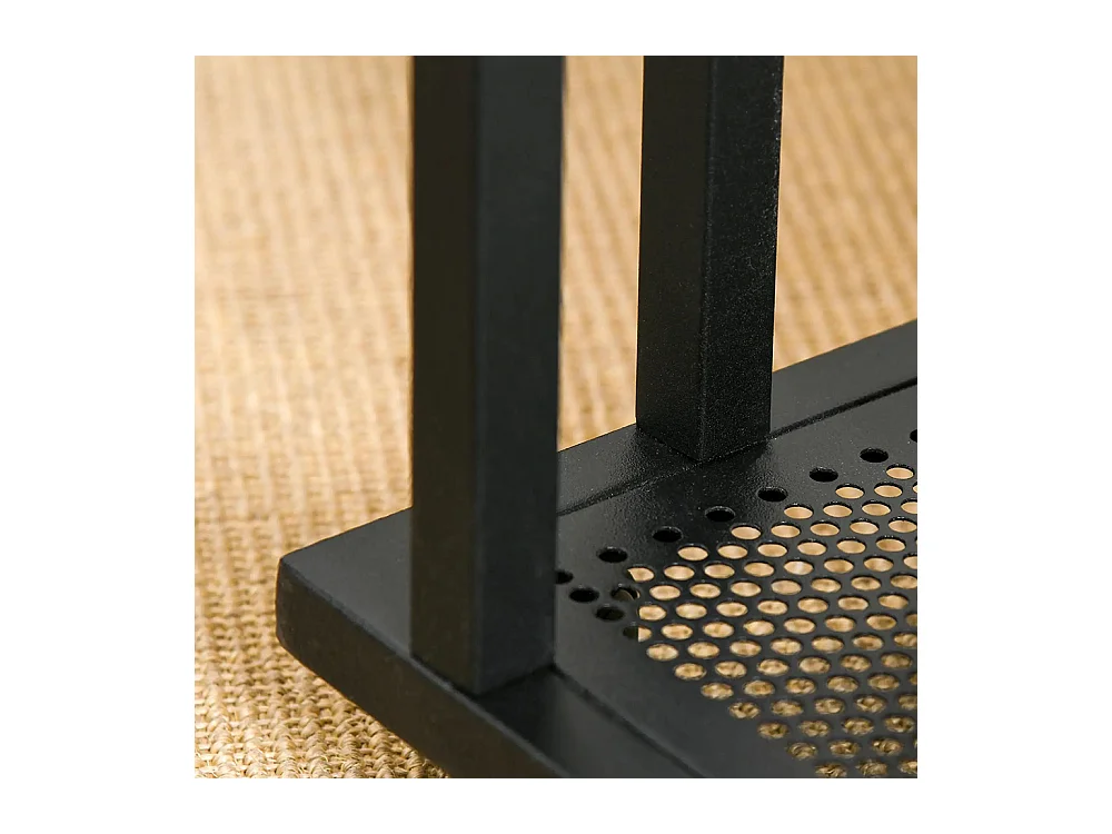 Table d'appoint, Bout de canapé, Table de lit mobile roulante ，avec cadre en acier Coloris boisé