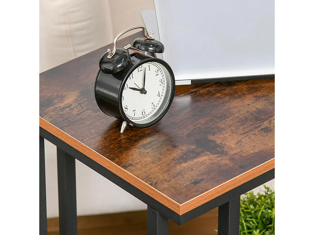 Table d'appoint, Bout de canapé, Table de lit mobile roulante ，avec cadre en acier Coloris boisé