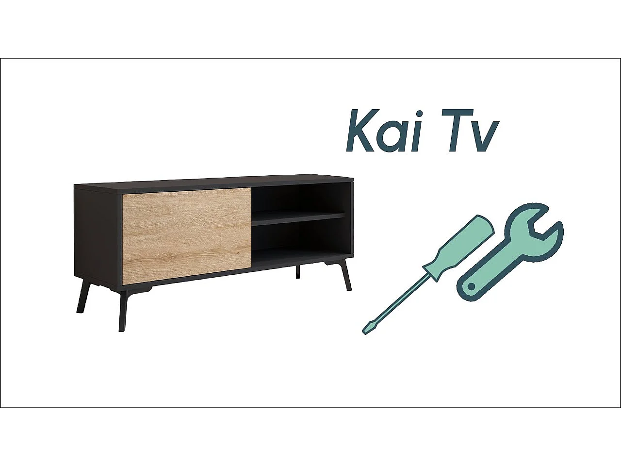 Mueble TV para Salón comedor en Negro y Sonoma 100x29,5x42,5cm Kai