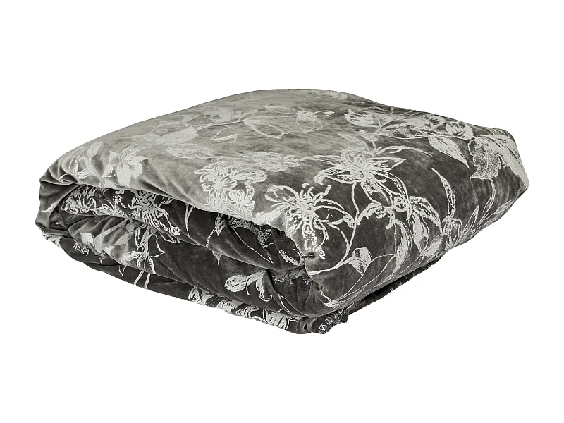 Plaid Velours Motif Sherpa Gris 120x150cm Gris