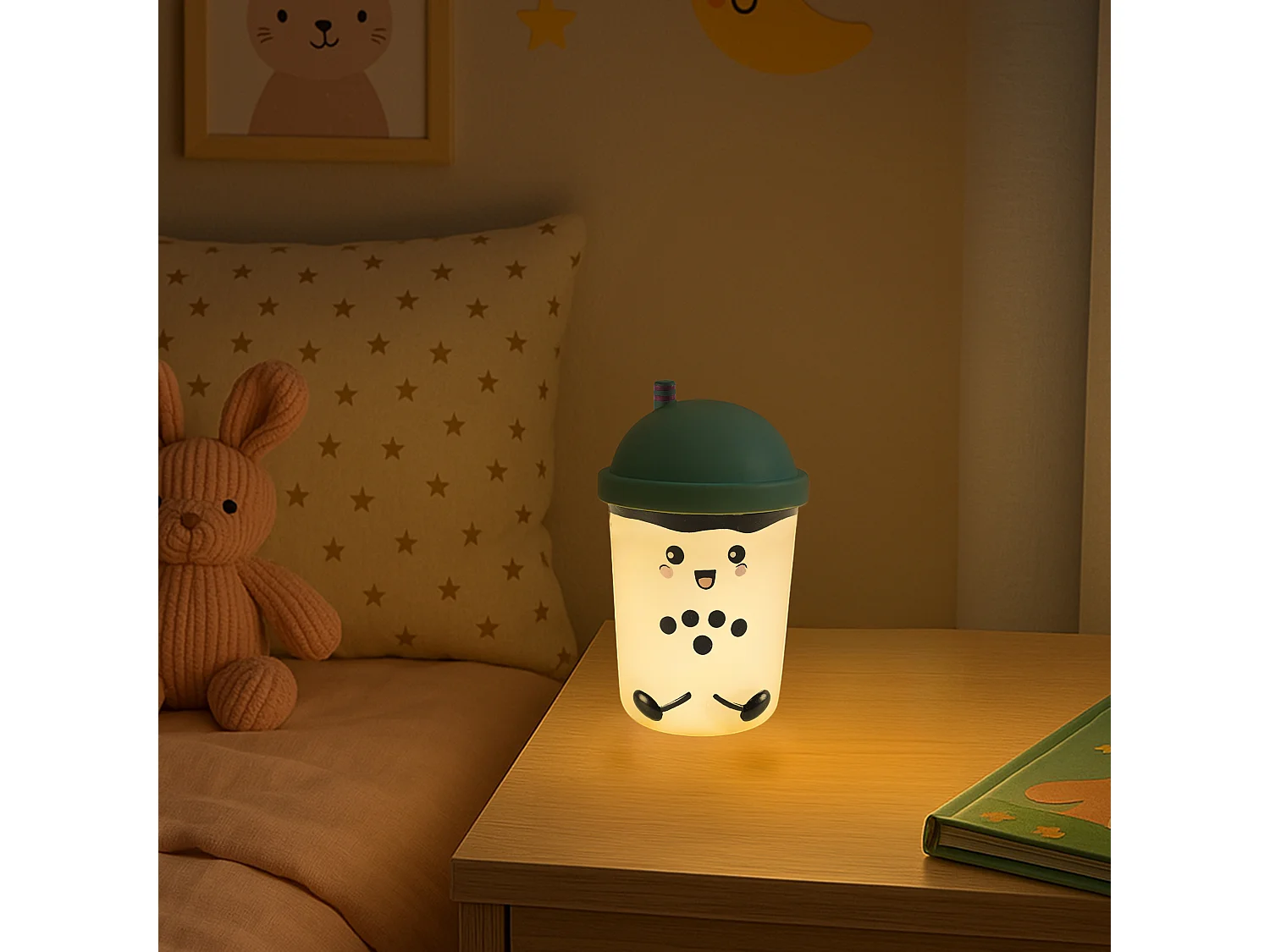 Lampe Veilleuse Smoothie Kawaii Bleu, Blanc