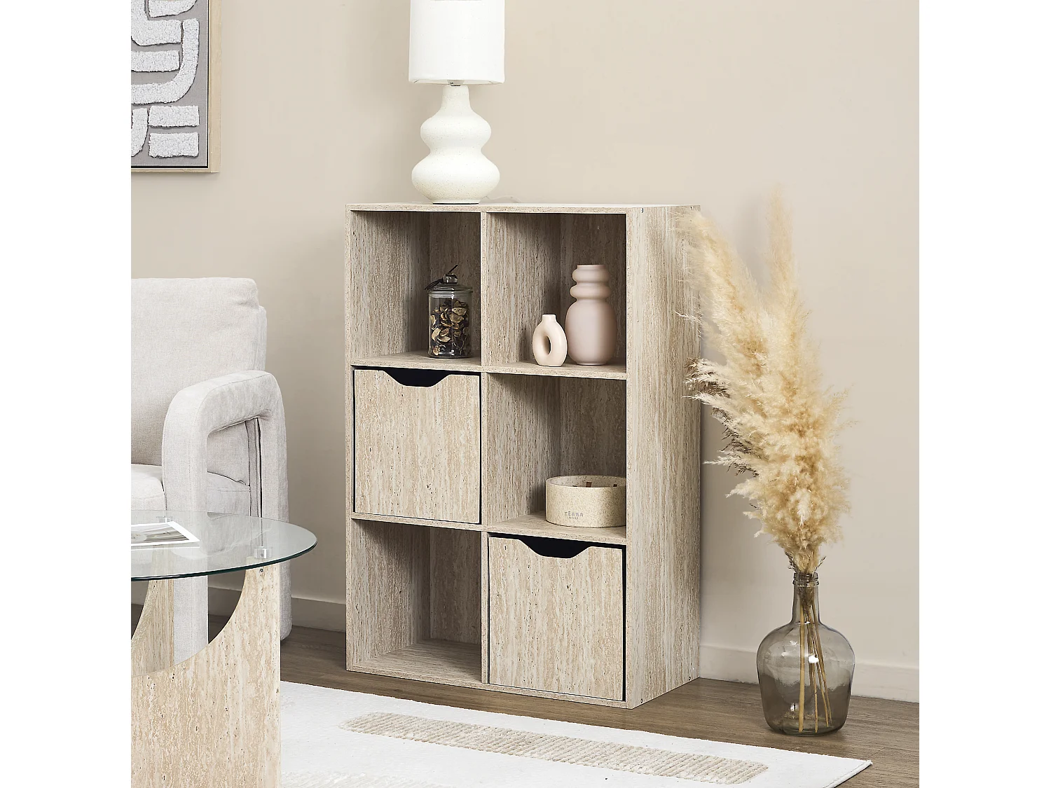 Cube De Rangement Pliable Pietra 30x30cm Blanc, Beige, Noir