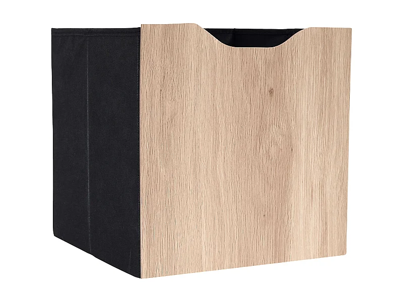 Cube De Rangement Pliable Bois Clair 30x30cm Noir, Marron
