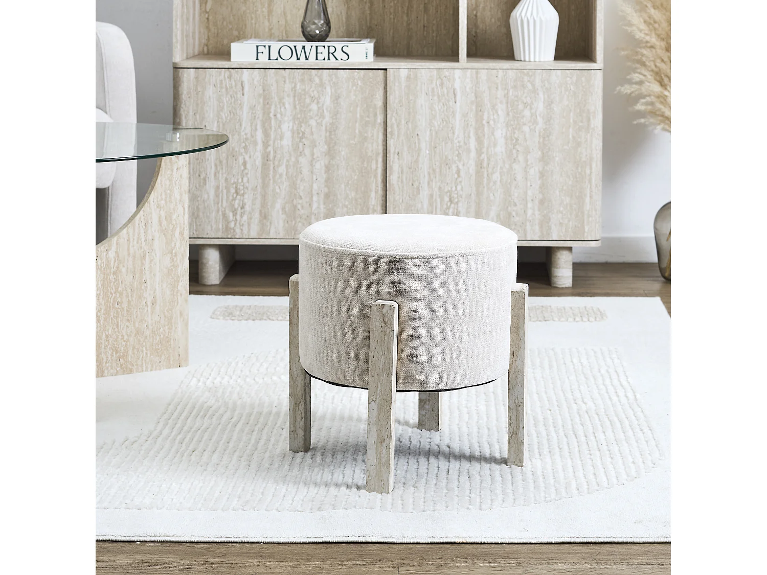 Tabouret Emilia Beige - Lot De 2 Beige