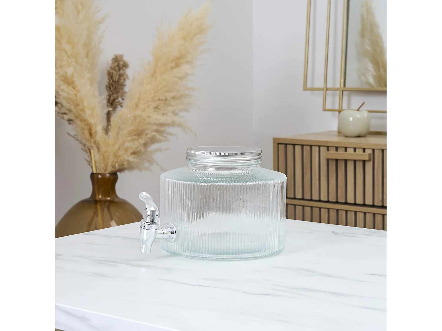 Fontaine Striée Ronde 2l Verre Transparent