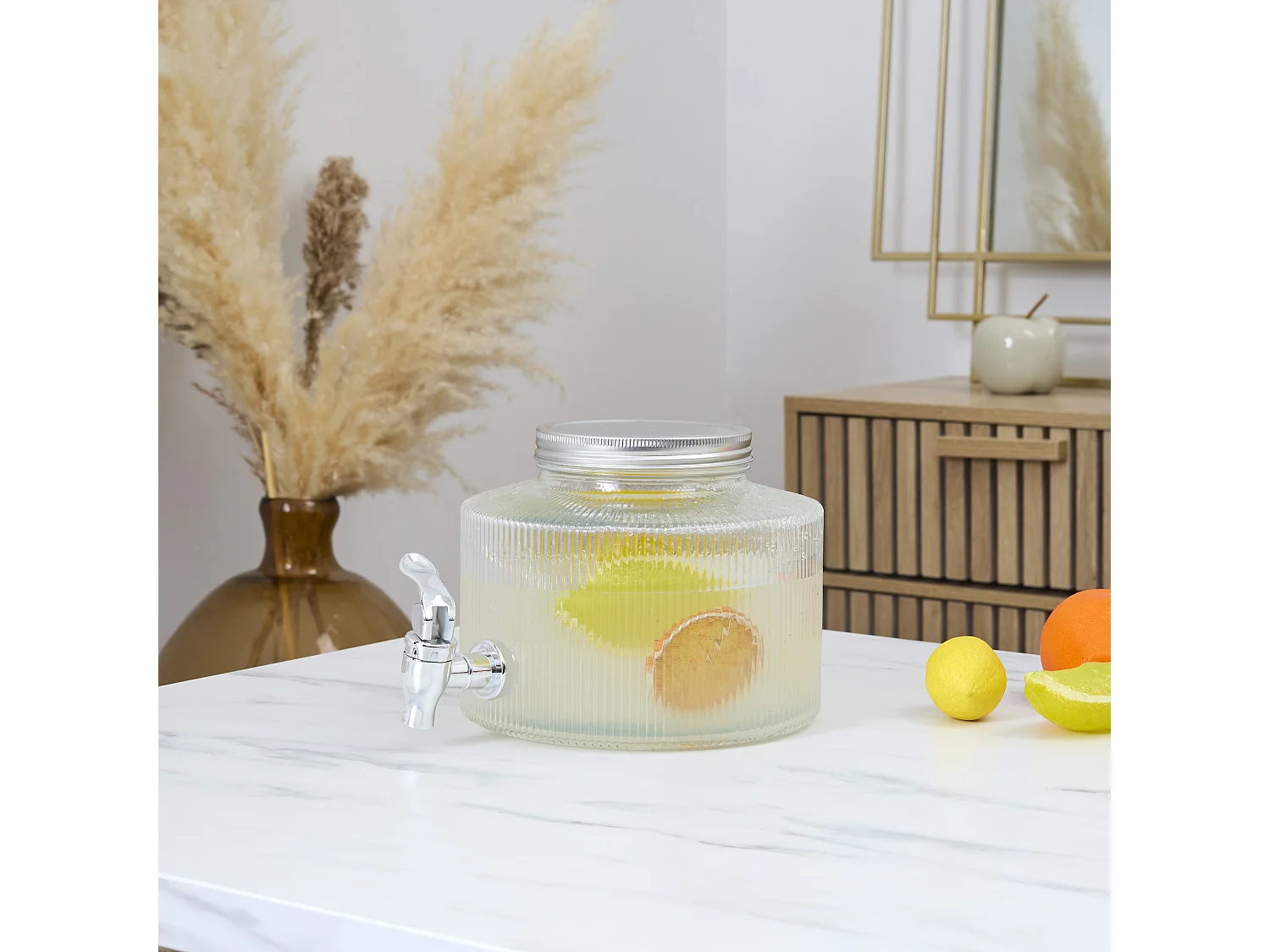 Fontaine Striée Ronde 2l Verre Transparent