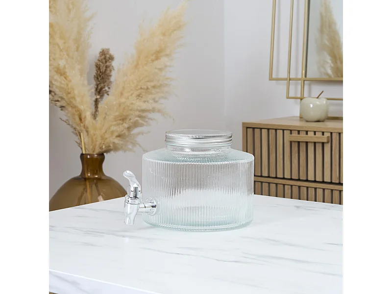 Fontaine Striée Ronde 2l Verre Transparent