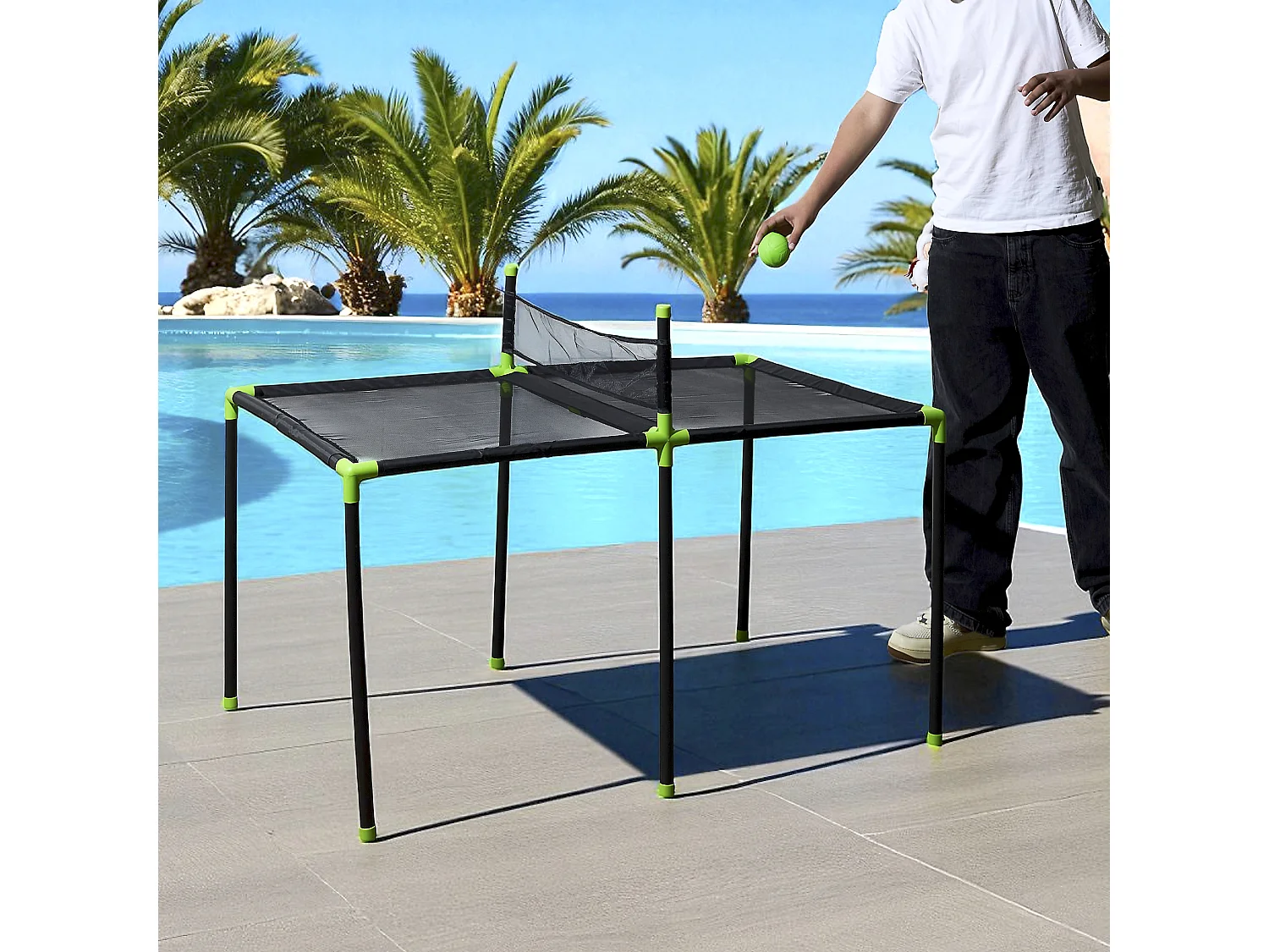 Table De Hand Pong Avec Filet Noir, Bleu, Vert