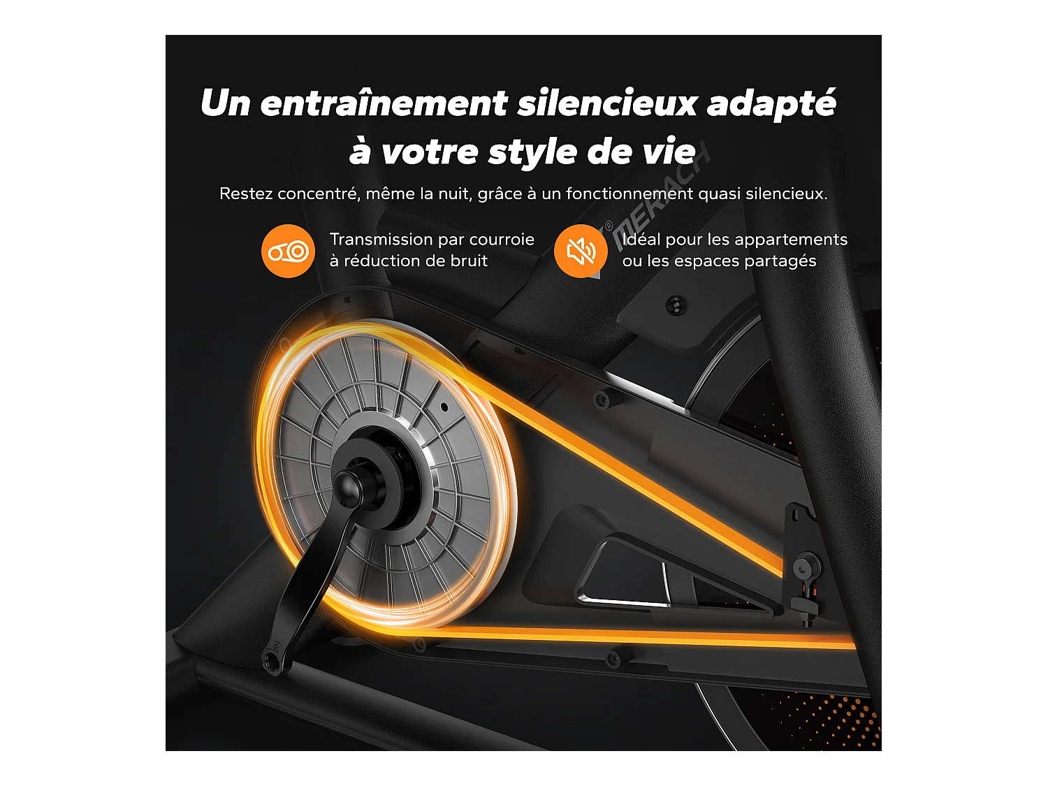 Velo d'appartement magnetique, volant 10 kg, 16 niveaux, guidon/selle reglables, bluetooth, double porte bouteille, support halteres