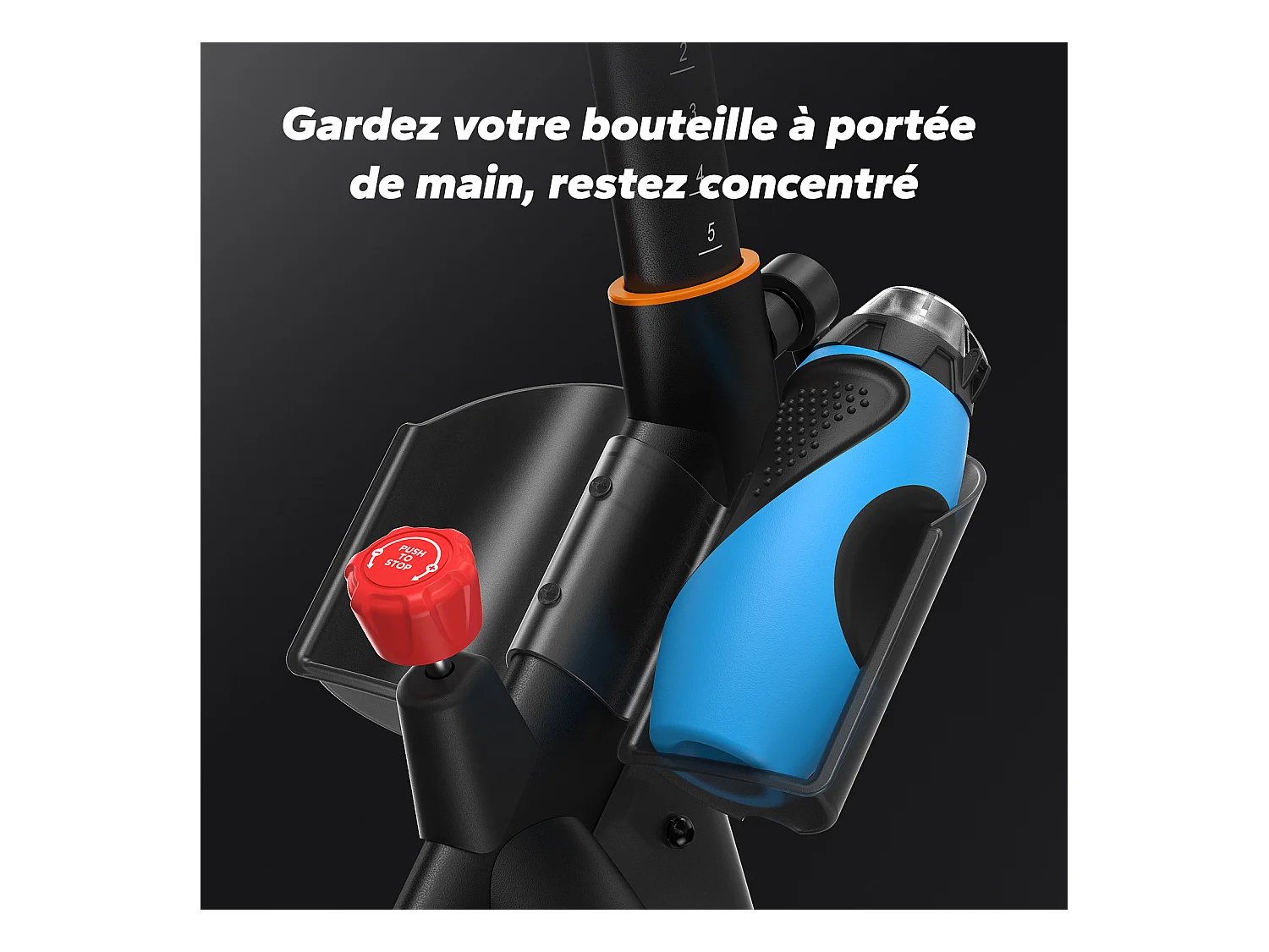 Velo d'appartement magnetique, volant 10 kg, 16 niveaux, guidon/selle reglables, bluetooth, double porte bouteille, support halteres